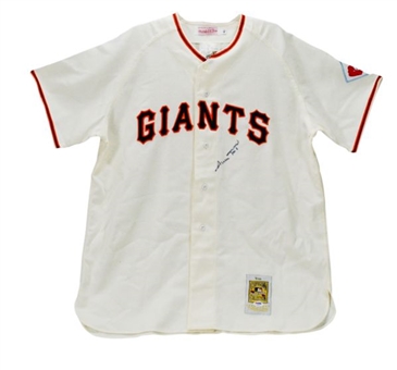 Willie Mays Signed Mitchell & Ness Cooperstown Collection Giants Flannel Jersey 